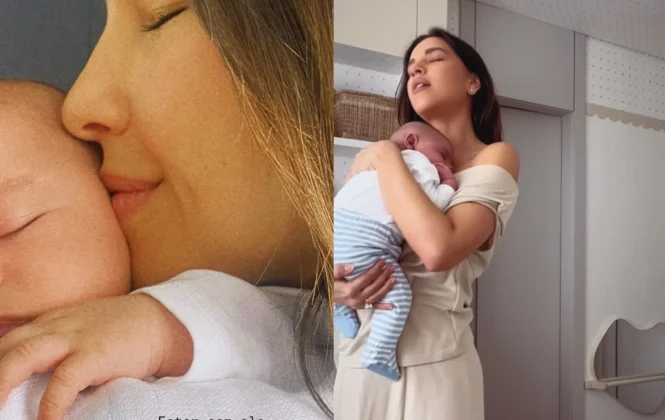 Mariana Rios compartilha momento com o filho rec&eacute;m-nascido: "Estar com ele assim me d&aacute; paz!" (Foto: Instagram)
